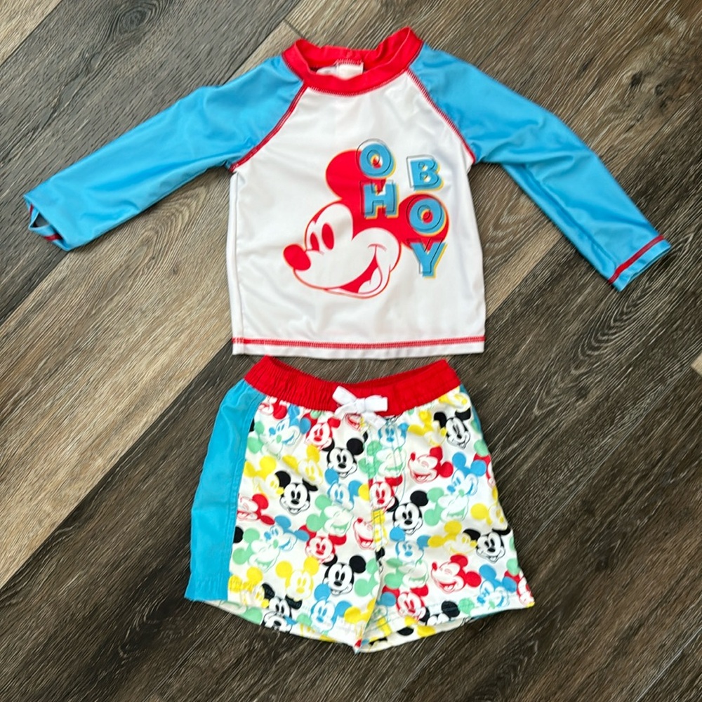 Disney Baby Boys Swimsuit with Trunks and Rash Guard, Size 12-18 Months